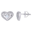 925 Sterling Silver Womens Cubic-Zirconia Heart Stud Earrings