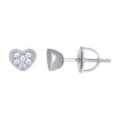 925 Sterling Silver Womens Cubic-Zirconia Heart Stud Earrings