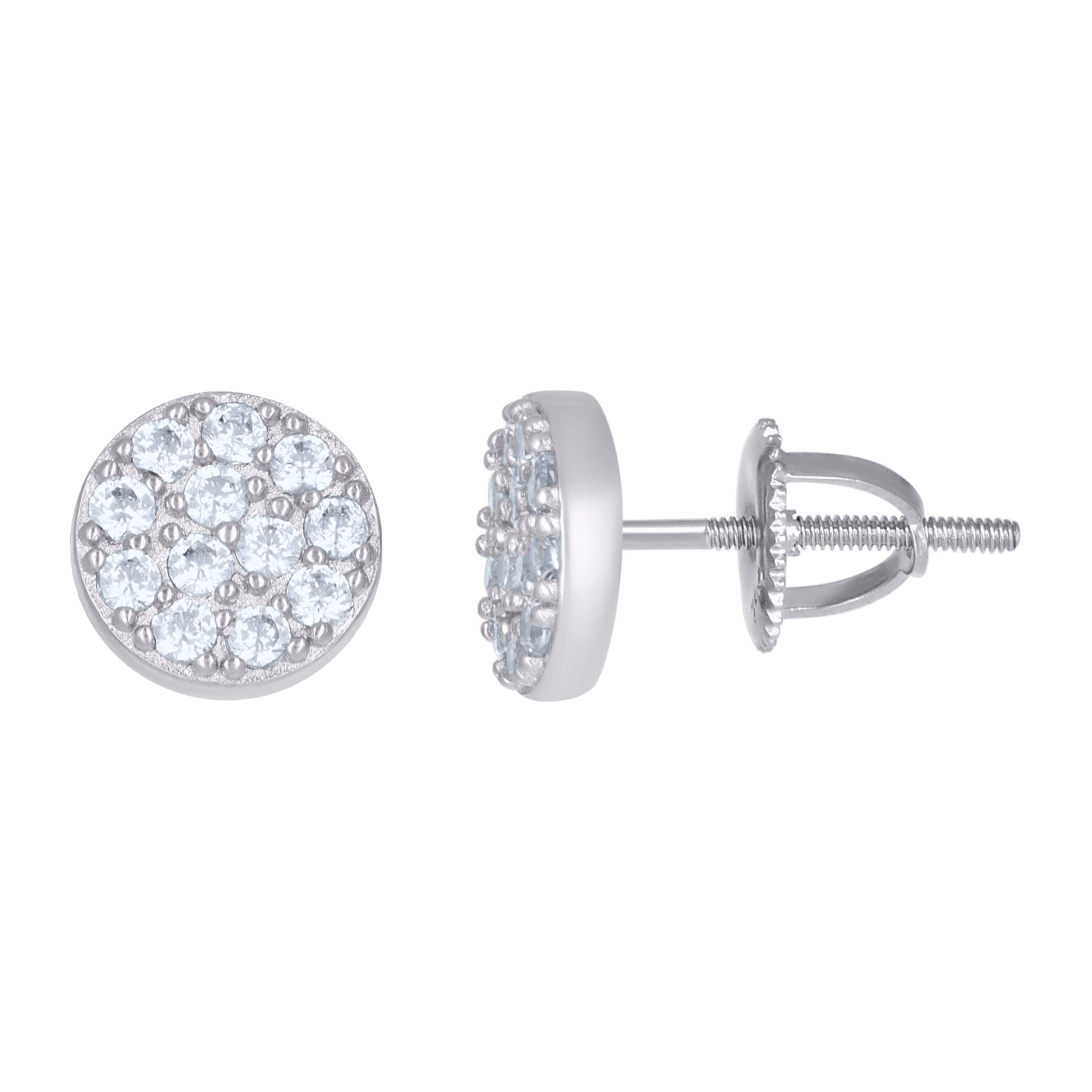 925 Sterling Silver Womens Cubic-Zirconia Round Fashion Stud Earrings