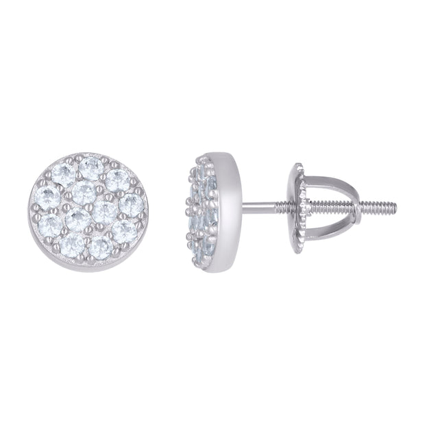 925 Sterling Silver Womens Cubic-Zirconia Round Fashion Stud Earrings