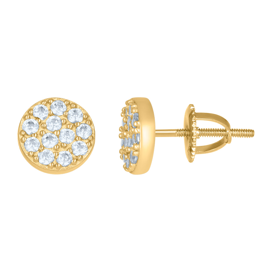 925 Sterling Silver Yellow-Tone Womens Cubic-Zirconia Round Fashion Stud Earrings