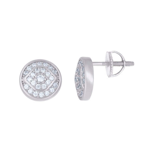 925 Sterling Silver Womens Cubic-Zirconia Round Fashion Stud Earrings 