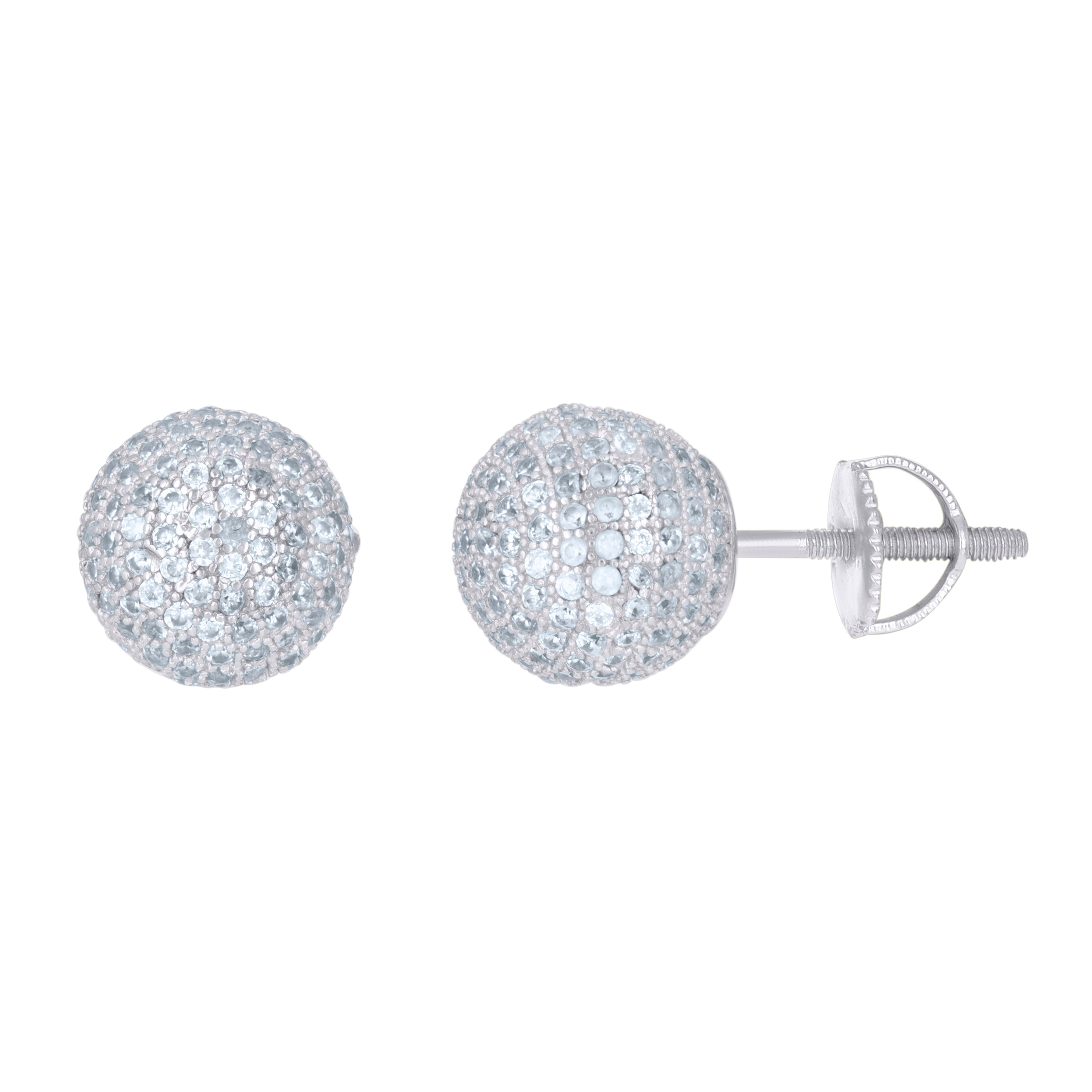 925 Sterling Silver Mens Cubic-Zirconia Ball Stud Earrings