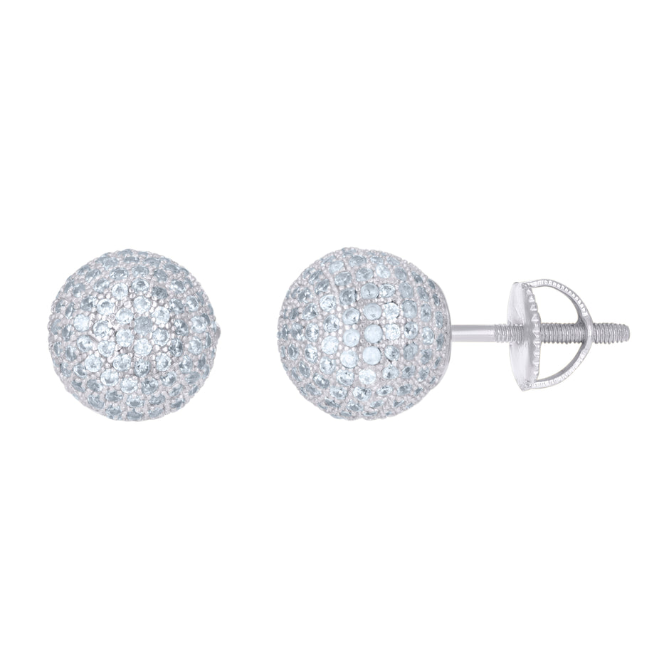 925 Sterling Silver Mens Cubic-Zirconia Ball Stud Earrings