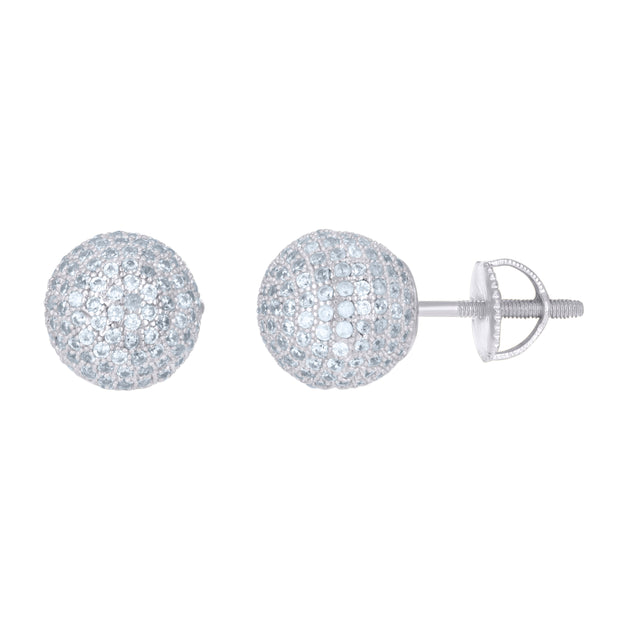 925 Sterling Silver Mens Cubic-Zirconia Ball Stud Earrings