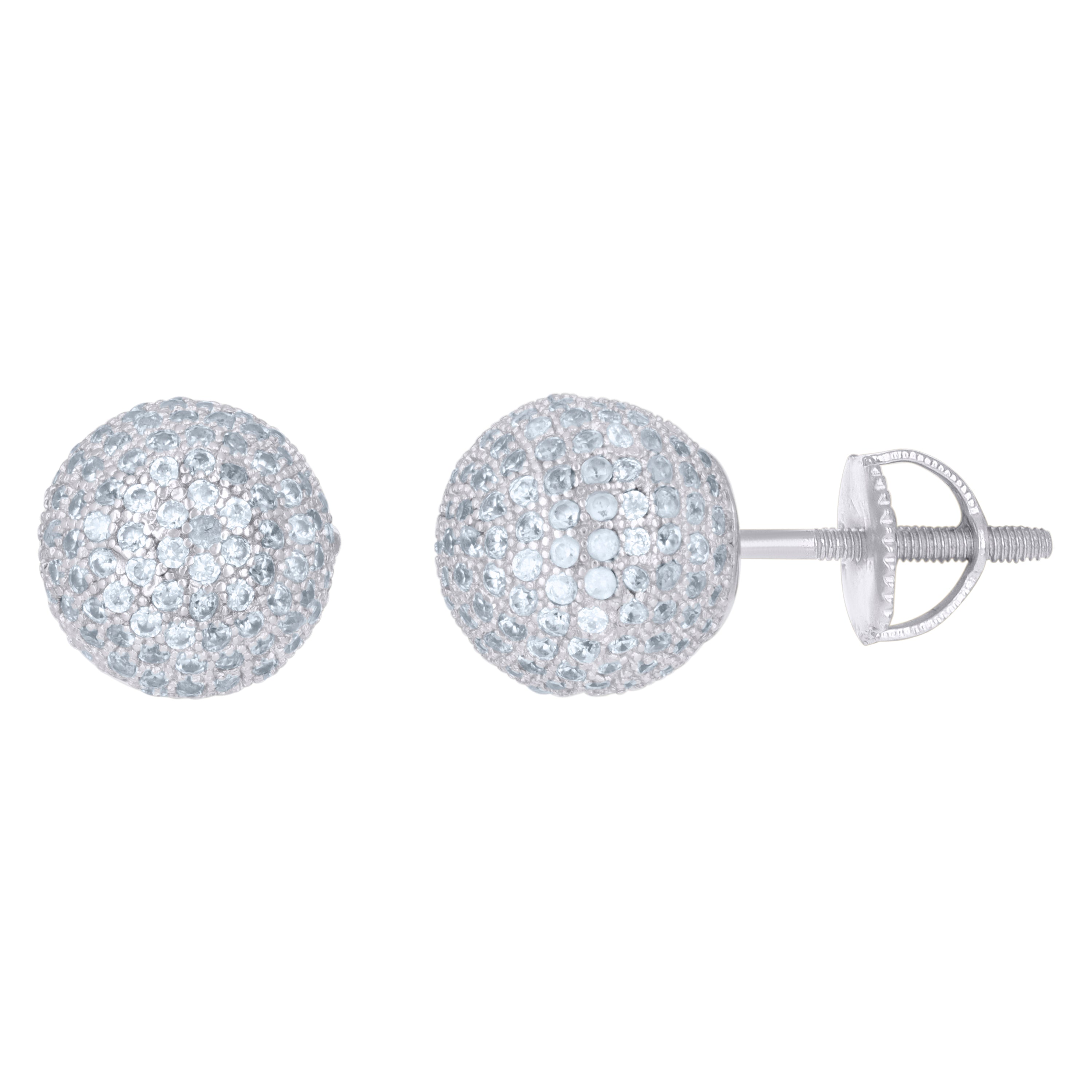 925 Sterling Silver Mens Cubic-Zirconia Ball Stud Earrings