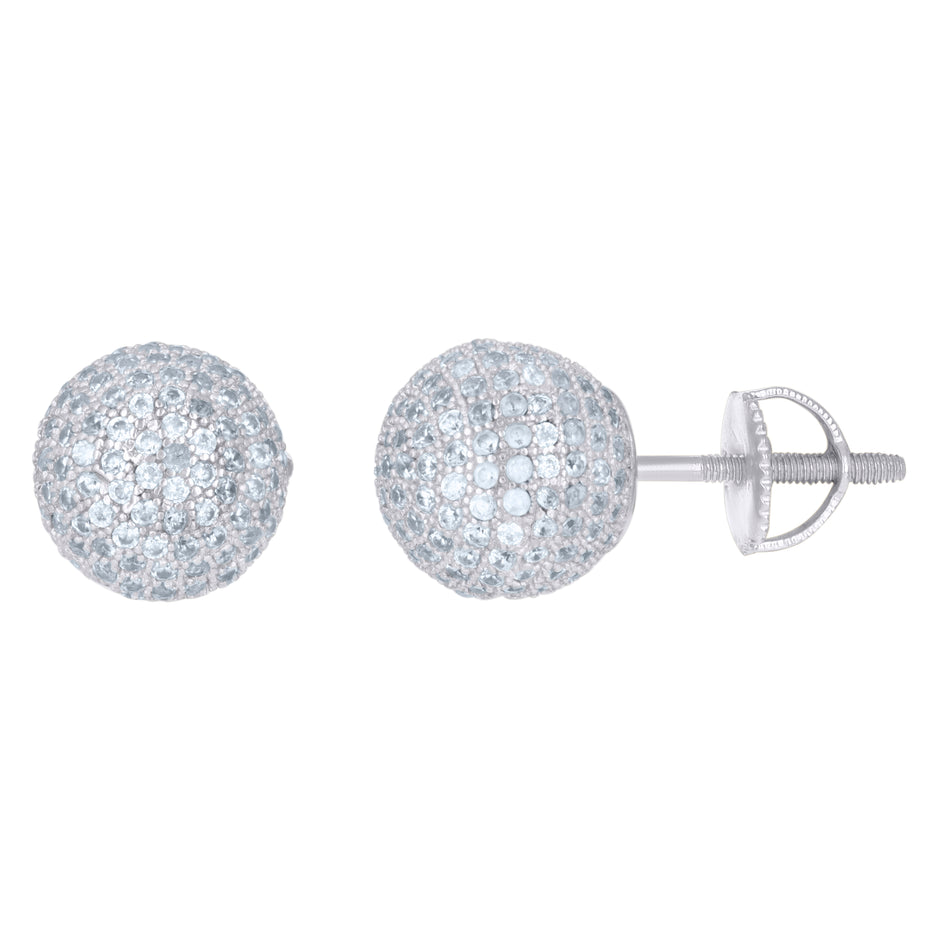 925 Sterling Silver Mens Cubic-Zirconia Ball Stud Earrings