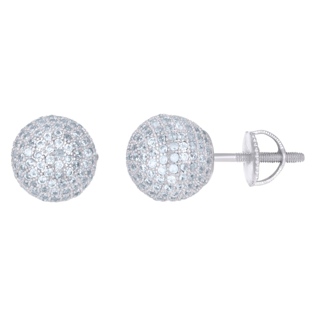 925 Sterling Silver Mens Cubic-Zirconia Ball Stud Earrings