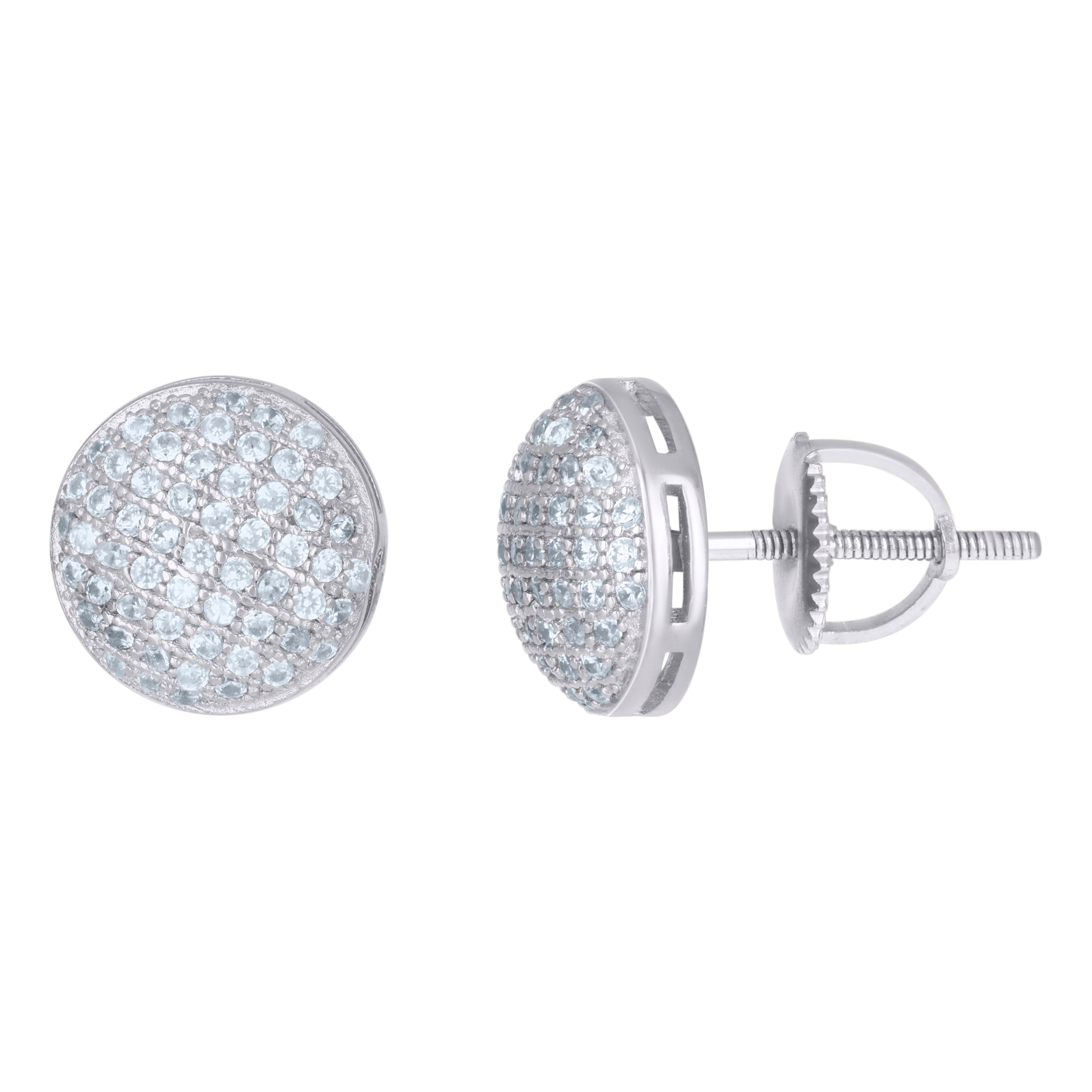 925 Sterling Silver Mens Cubic-Zirconia Fashion Stud Earrings