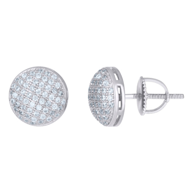 925 Sterling Silver Mens Cubic-Zirconia Fashion Stud Earrings
