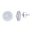 925 Sterling Silver Mens Baguette Round Cubic-Zirconia Fashion Stud Earrings