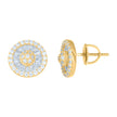 925 Sterling Silver Yellow-Tone Mens Baguette Round Cubic-Zirconia Fashion Stud Earrings