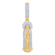925 Sterling Silver Yellow-Tone Men Baguette Cubic-Zirconia Guadalupe/Mother Marry Religious Charm Pendant