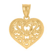 10Kt Yellow Gold Womens Scroll Heart Charm Pendant