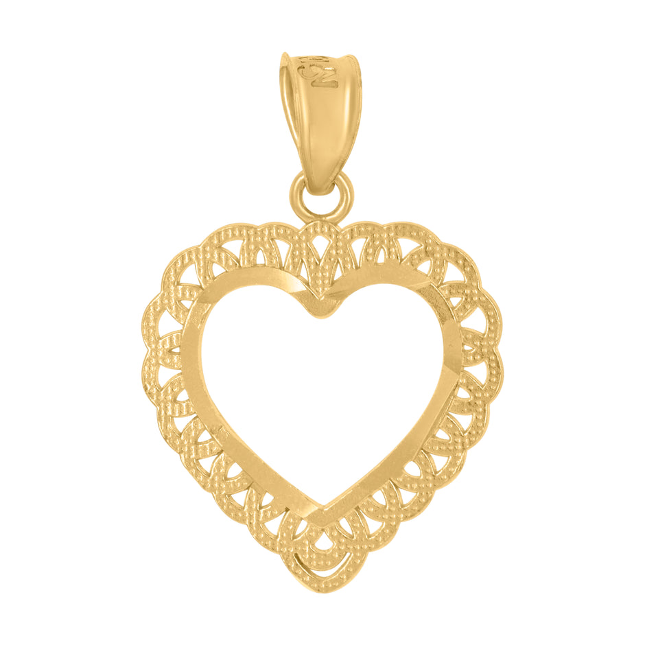 10Kt Yellow Gold Womens Heart Charm Pendant