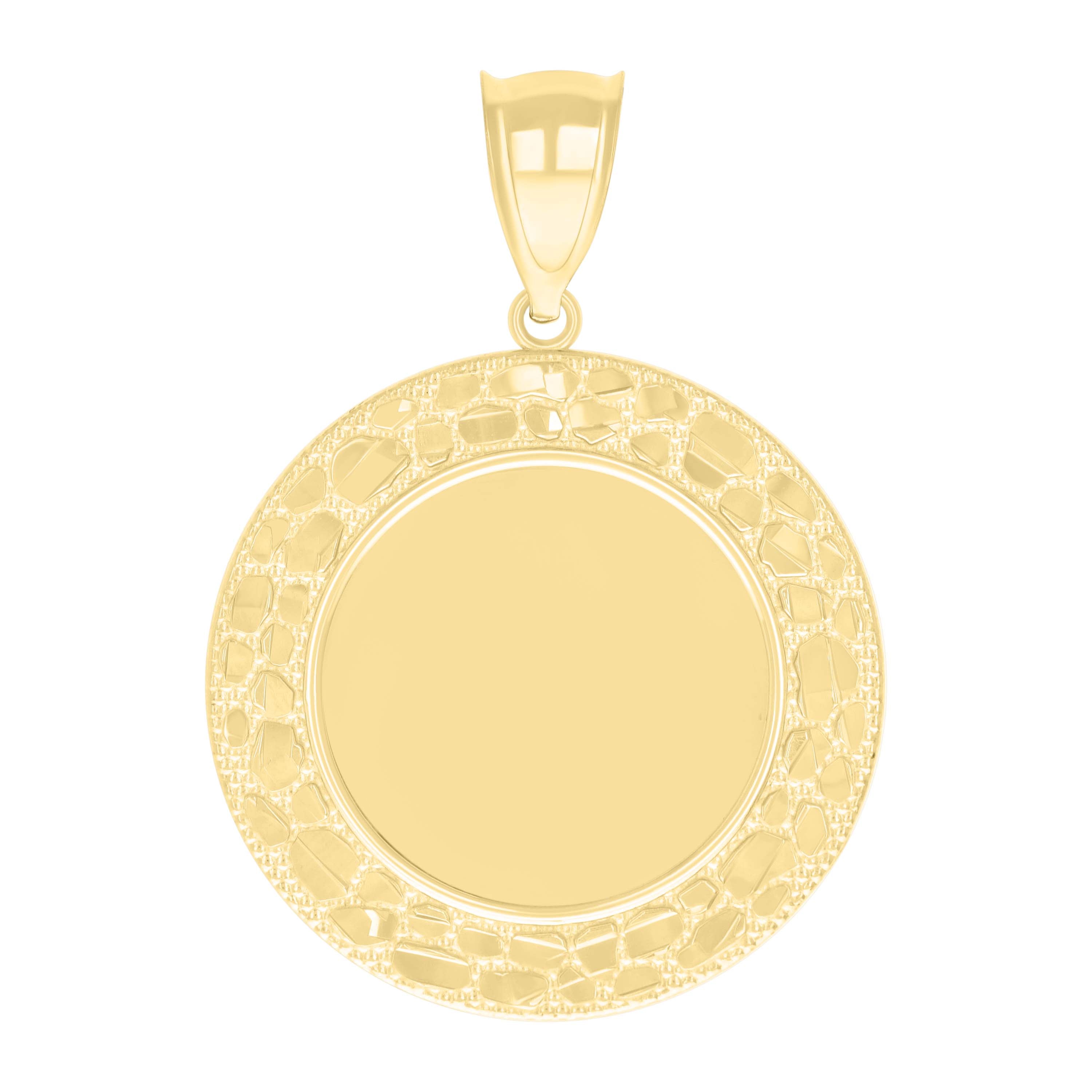 10kt Yellow Gold Mens Nugget Medallion Fashion Charm Pendant