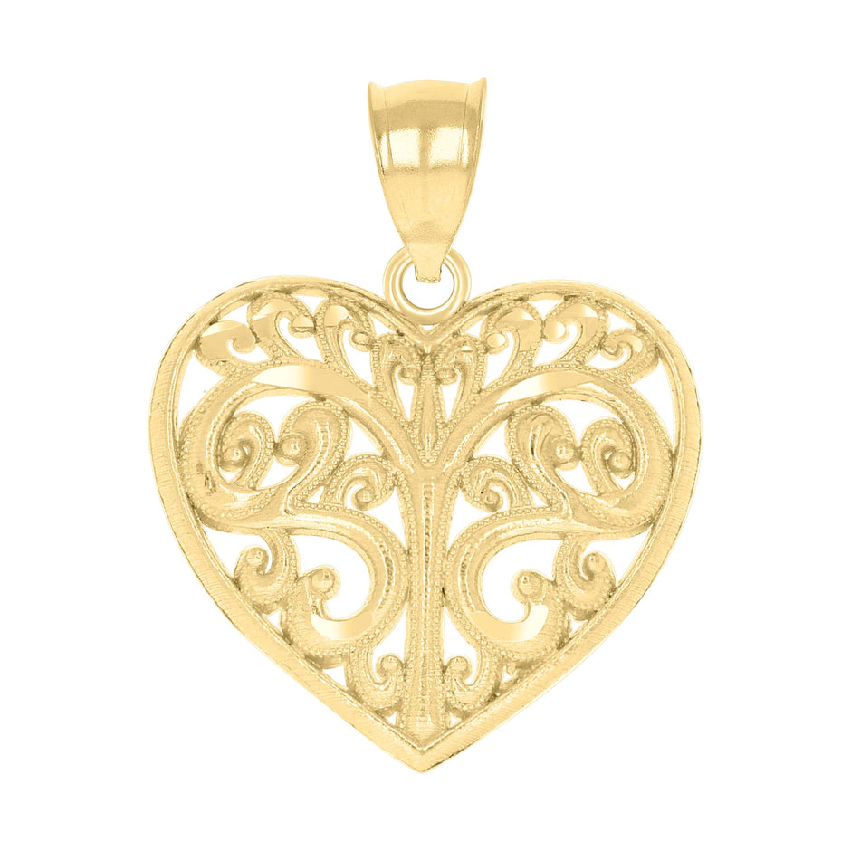 10Kt Yellow Gold Womens Heart Charm Pendant