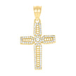 10Kt Yellow Gold Unisex Cubic-Zirconia Cross Religious Charm Pendant