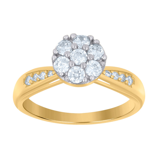 10kt Two-Tone Gold Womens Cubic-Zirconia Fashion Ring 