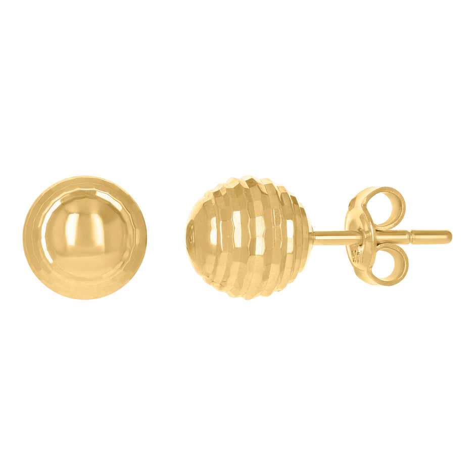 14Kt Yellow Gold Womens 8mm Ball Stud Earrings