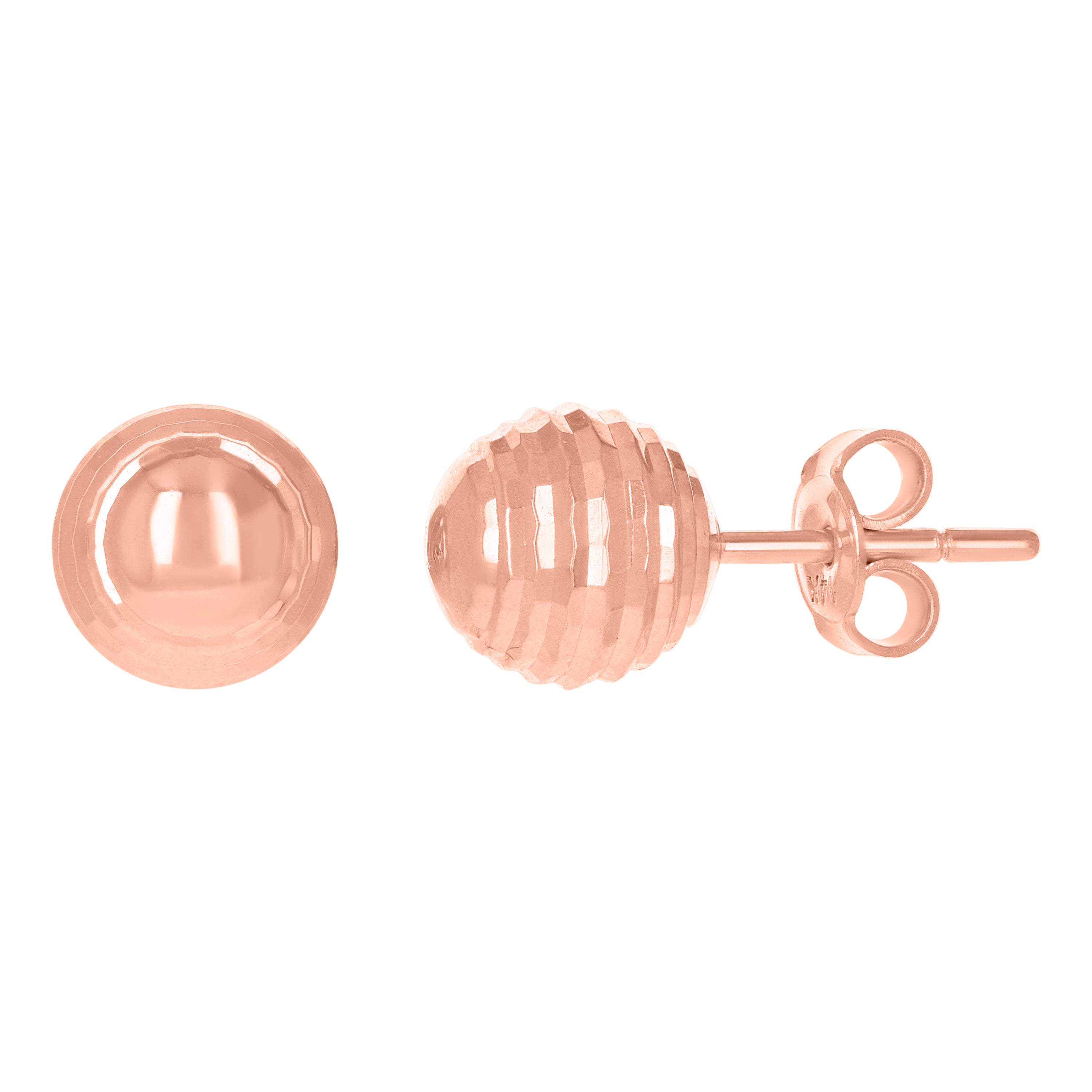 14Kt Rose Gold Womens 8mm Ball Stud Earrings