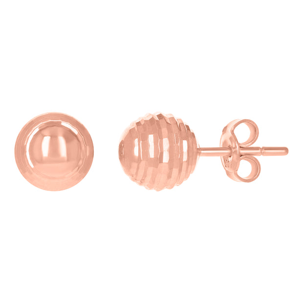 14Kt Rose Gold Womens 8mm Ball Stud Earrings