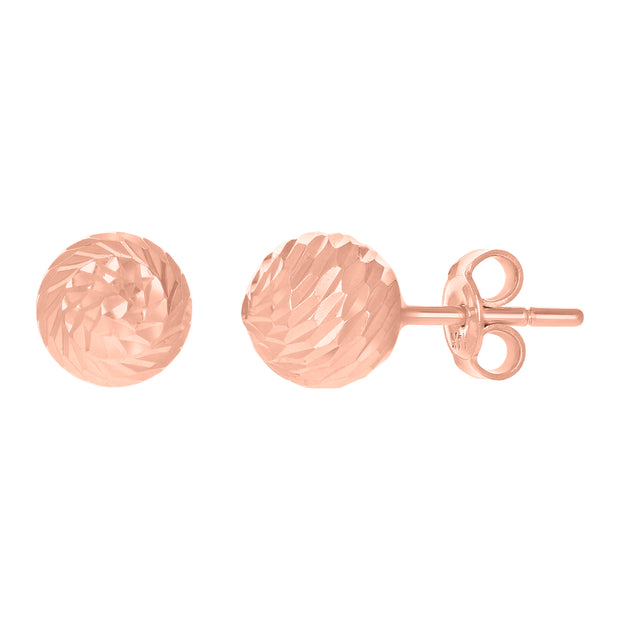 14Kt Rose Gold Womens 8mm Ball Stud Earrings