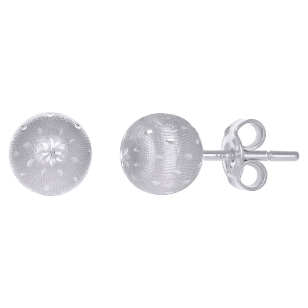 14Kt White Gold Womens 10mm Ball Stud Earrings