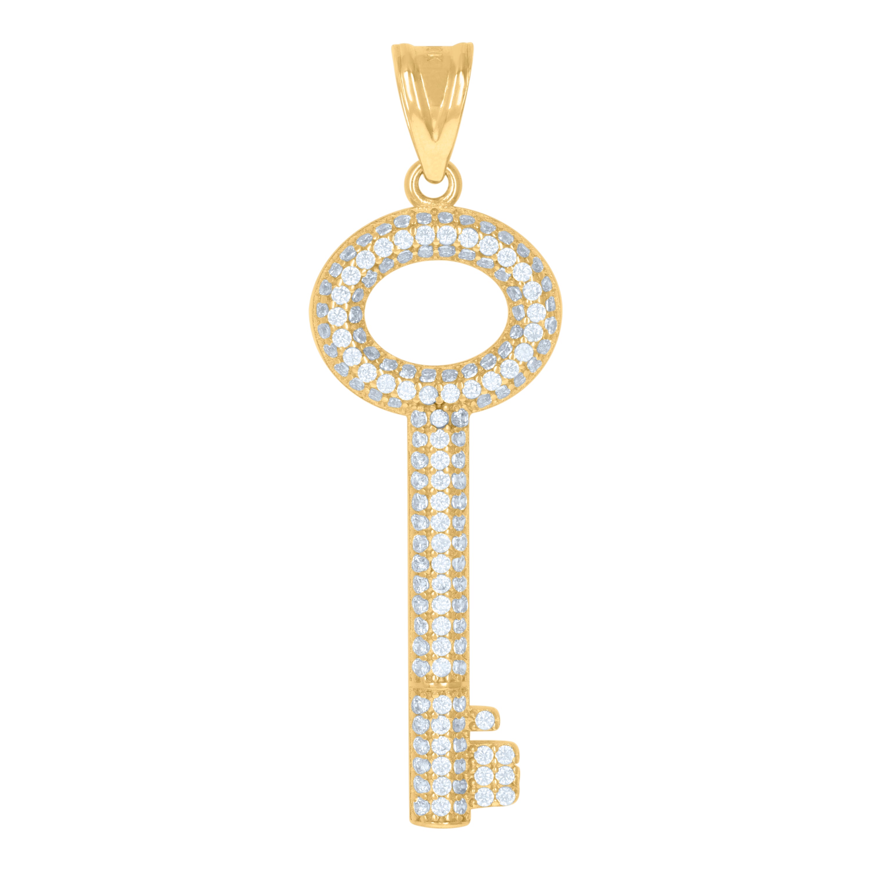 10kt Yellow Gold Mens Cubic-Zirconia Key Charm Pendant