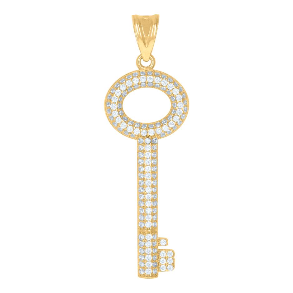 10kt Yellow Gold Mens Cubic-Zirconia Key Charm Pendant