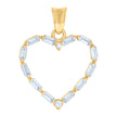 10kt Yellow Gold Womens Round Baguette Cubic-Zirconia Heart Charm Pendant