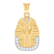 10kt Two-Tone Gold Mens Cubic-Zirconia Pharaoh Egyptian Charm Pendant