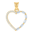 10kt Yellow Gold Womens Round Baguette Cubic-Zirconia Heart Charm Pendant