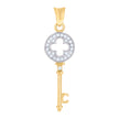 10kt Two-Tone Gold Womens Cubic-Zirconia Key Charm Pendant