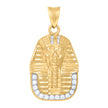 10kt Two-Tone Gold Mens Cubic-Zirconia Pharaoh Egyptian Charm Pendant