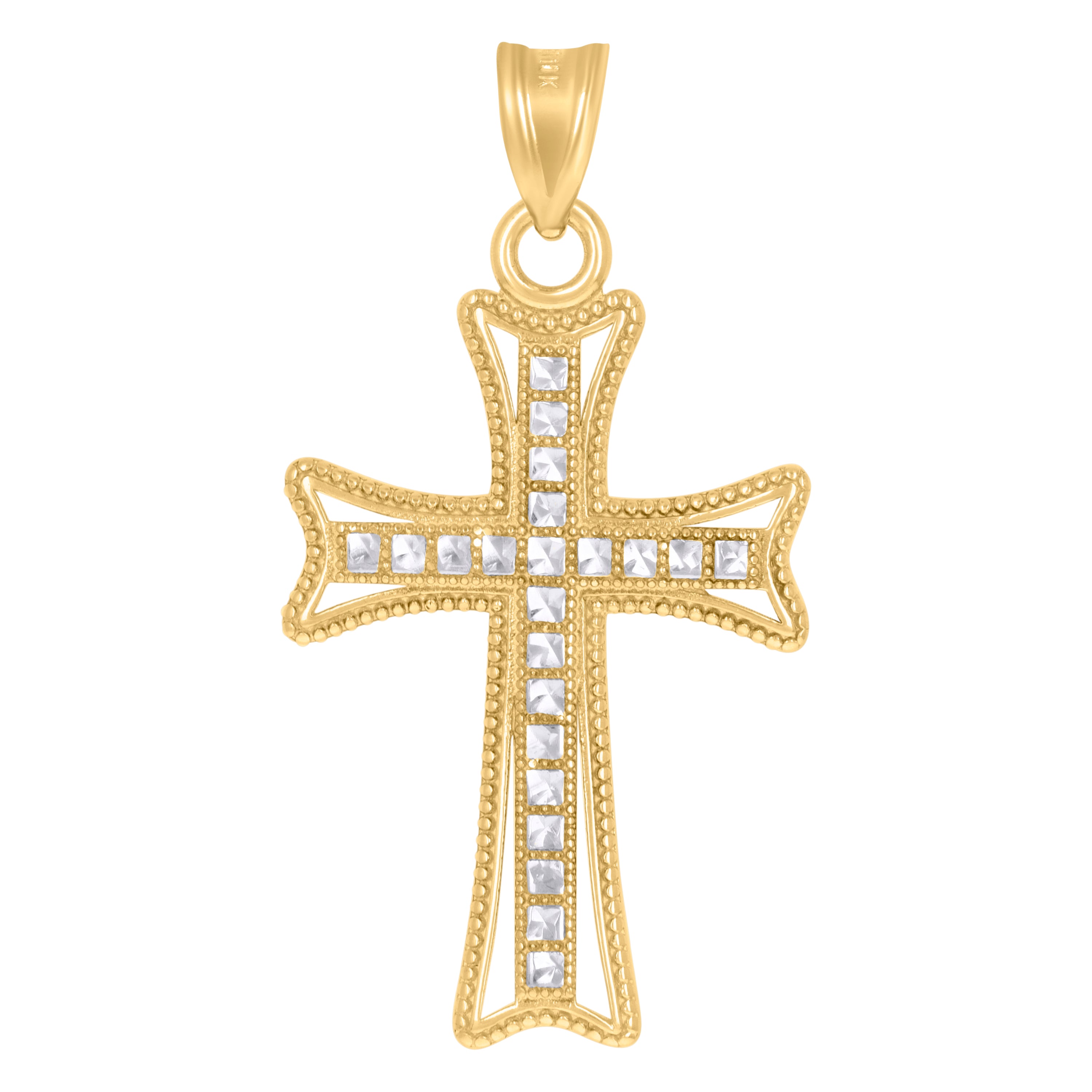 10Kt Two-Tone Gold Unisex Cross Religious Charm Pendant