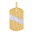 10kt Two-Tone Gold Mens Nugget Textured Dog Tag Fashion Charm Pendant