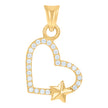 10kt Yellow Gold Womens Cubic-Zirconia Heart Charm Pendant