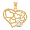 10Kt Yellow Gold Womens Cubic-Zirconia Hearts In Heart Charm Pendant
