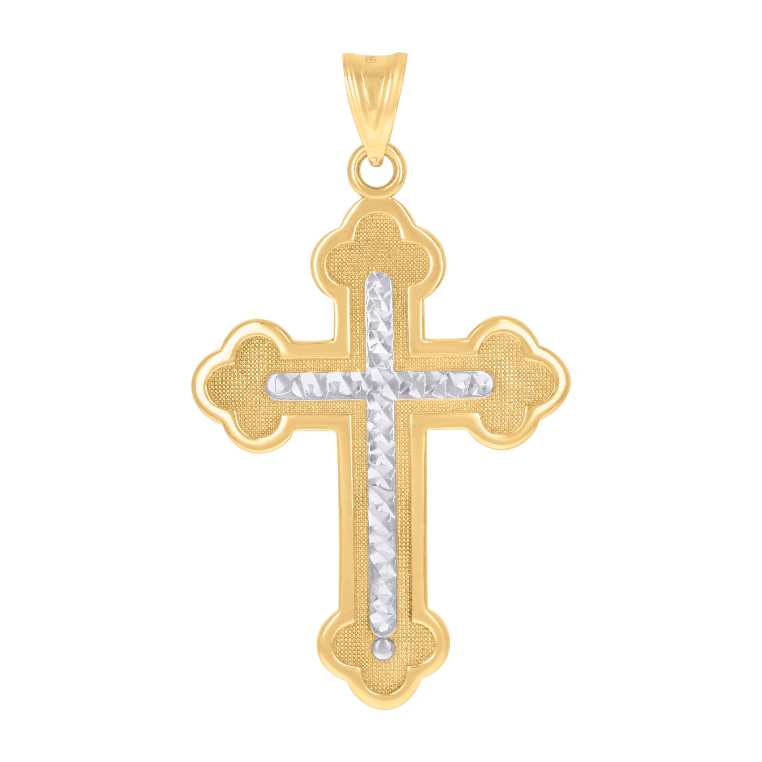 10kt Two-Tone Gold Mens Cross Religious Charm Pendant