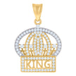 10kt Two-Tone Gold Mens Cubic-Zirconia King Crown Fashion Charm Pendant