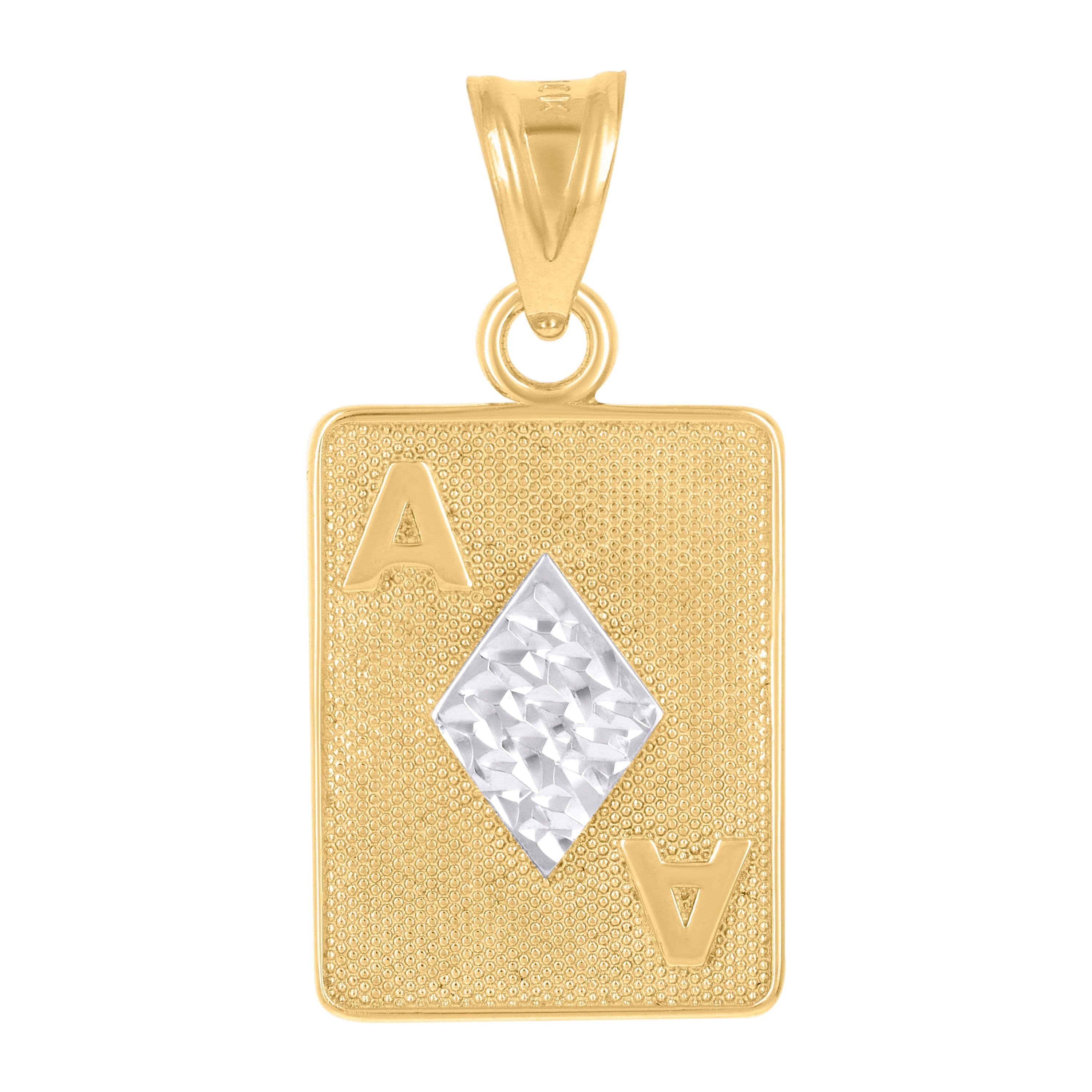 10kt Two-Tone Gold Mens Playing Cards Gambling Fashion Charm Pendant