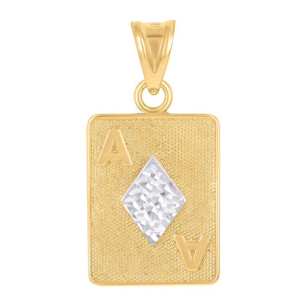 10kt Two-Tone Gold Mens Playing Cards Gambling Fashion Charm Pendant