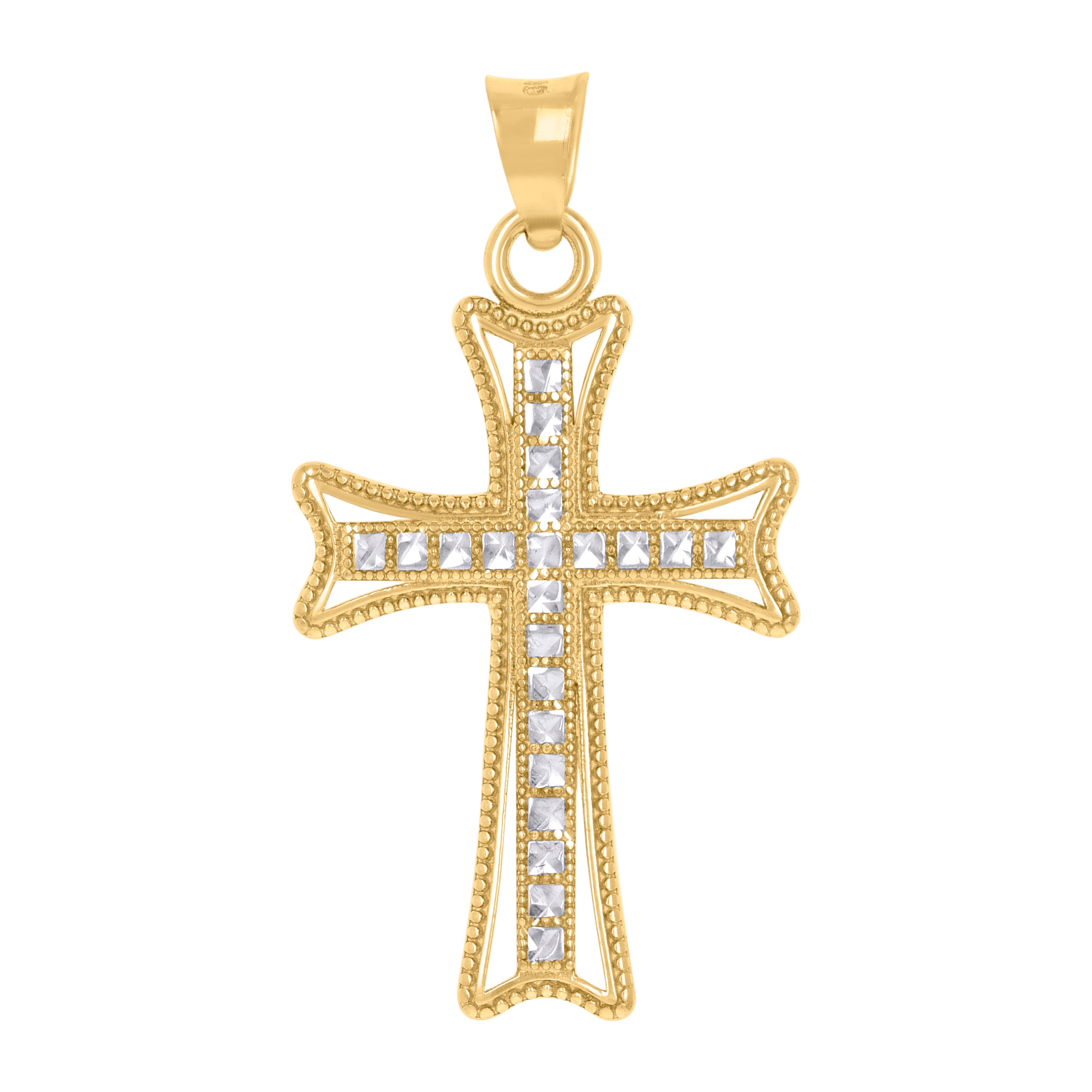 10kt Two-Tone Gold Unisex Cross Religious Charm Pendant