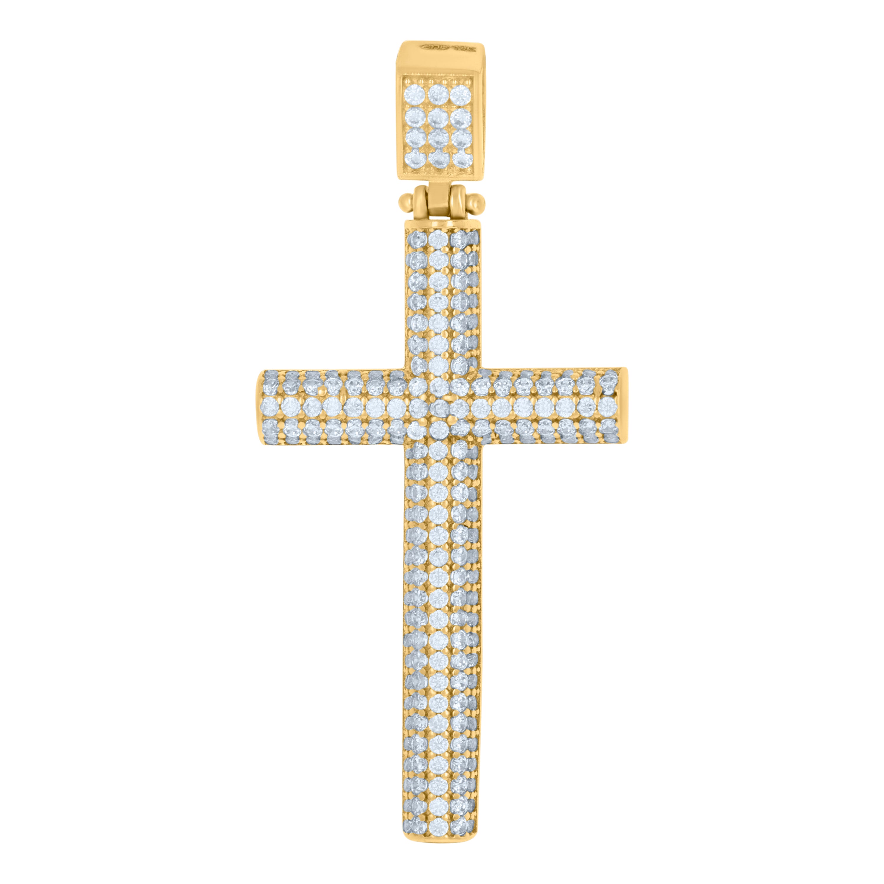 10Kt Yellow Gold Unisex Cubic-Zirconia Cross Religious Charm Pendant
