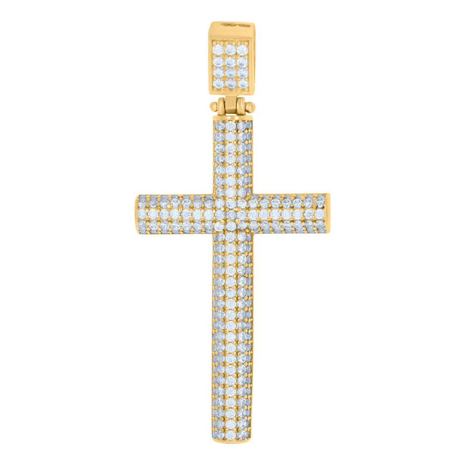 10Kt Yellow Gold Unisex Cubic-Zirconia Cross Religious Charm Pendant