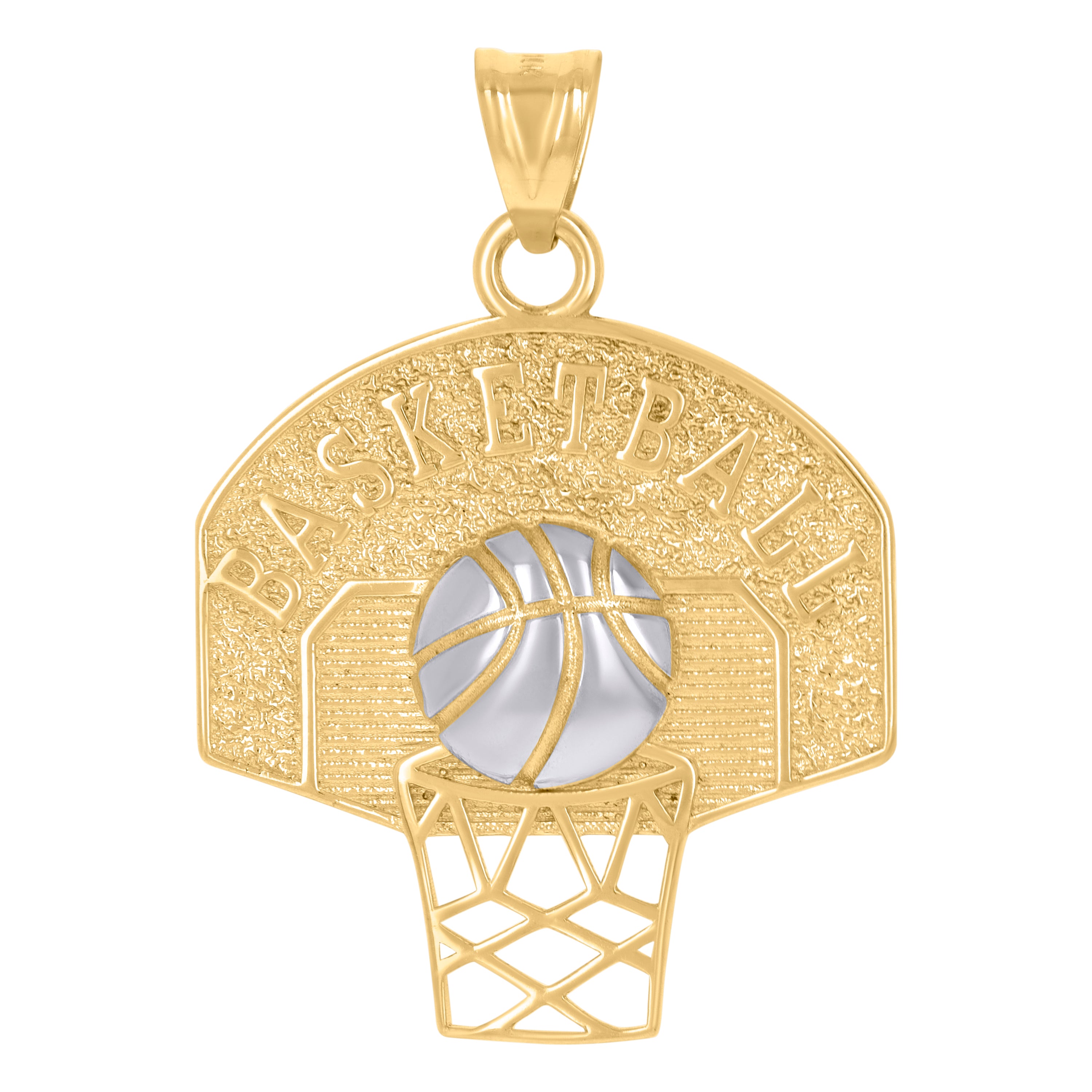 10kt Two-Tone Gold Mens Basket Ball Sports Charm Pendant