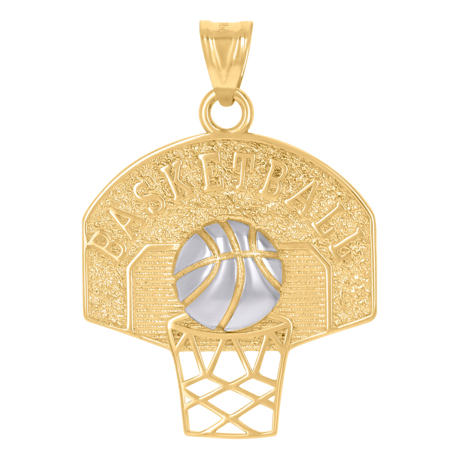 10kt Two-Tone Gold Mens Basket Ball Sports Charm Pendant