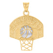 10kt Two-Tone Gold Mens Basket Ball Sports Charm Pendant