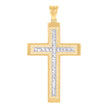 10kt Two-Tone Gold Mens Cross Religious Charm Pendant